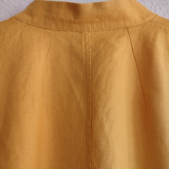 ‼️SOLD‼️ MARINA RINALDI Size US 12 Top 100% Linen Mango-Yellow Shirt Dress - Picture 6 of 16